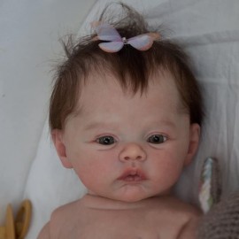 RXDOLL 18 inch Reborn Baby Dolls Anatomically Correct Girl Realistic Newborn Baby Dolls Silicone Vinyl Full Body Real Life Baby Doll Washable Toy Gifts for Kids Age 3+, Brown