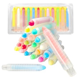 12 Pcs Sidewalk Chalk Set for Kids, 12 Colors Dust..