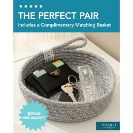 XXXXL WASHABLE 125L Extra Large Durable Soft Blanket Basket, Woven Decorative Cotton Rope Basket with Handles for Laundry, Living Room, Baby Toy Nursery Storage Organization Bin 24 x 17 (Black/Grey)