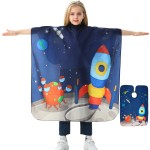 TILYIALA Kids Hair Cutting Cape,Kids Barber Cape Salon Capes for Hair Stylist Haircut Hairdresser Cape Barber Supplies (Outer Space)