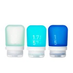 humangear GoToob+ Refillable Silicone Travel Size Bottles with Locking Cap, 3pk Set, Mint/Aqua/Teal, Small (1.7 fl.oz; 53ml)