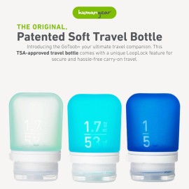 humangear GoToob+ Refillable Silicone Travel Size Bottles with Locking Cap, 3pk Set, Mint/Aqua/Teal, Small (1.7 fl.oz; 53ml)