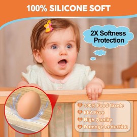 Loiion Edge Protector, 100% Silicone, Soft Corner Protectors for Kids, Pre-Tape Adhesive, Furniture-corner Safety Bumpers (3.3ft, Clear)