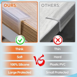 Loiion Edge Protector, 100% Silicone, Soft Corner Protectors for Kids, Pre-Tape Adhesive, Furniture-corner Safety Bumpers (3.3ft, Clear)