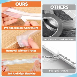 Loiion Edge Protector, 100% Silicone, Soft Corner Protectors for Kids, Pre-Tape Adhesive, Furniture-corner Safety Bumpers (3.3ft, Clear)