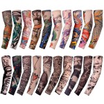 HOVEOX 20Pcs Temporary Tattoo Arm Sleeves - Fake Sunscreen Sleeve Covers (Pattern 1)