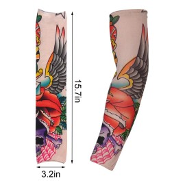 HOVEOX 20Pcs Temporary Tattoo Arm Sleeves - Fake Sunscreen Sleeve Covers (Pattern 1)