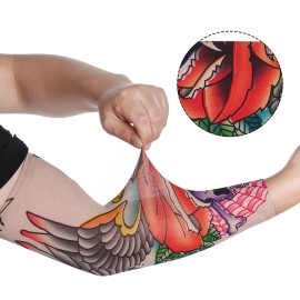 HOVEOX 20Pcs Temporary Tattoo Arm Sleeves - Fake Sunscreen Sleeve Covers (Pattern 1)