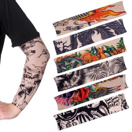 HOVEOX 20Pcs Temporary Tattoo Arm Sleeves - Fake Sunscreen Sleeve Covers (Pattern 1)
