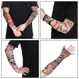 HOVEOX 20Pcs Temporary Tattoo Arm Sleeves - Fake Sunscreen Sleeve Covers (Pattern 1)