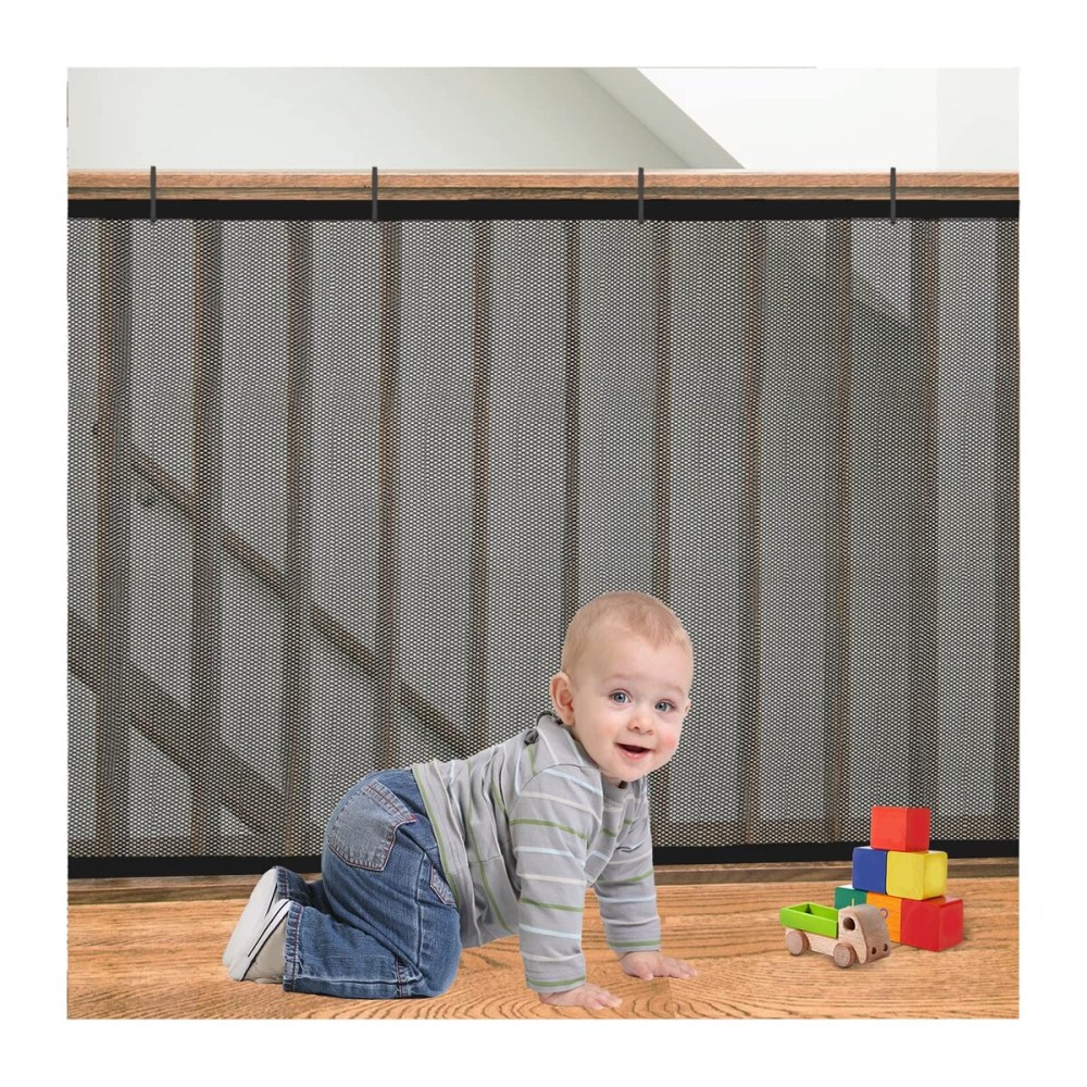Banister Guard for Baby, Balcony Netting for Pets, 10ft x 3ft, Baby Safety Stairs Rail Net Provides Your Baby with a Environment, Baby Stair Net Fit for Child, Small Pet, Toy - Black