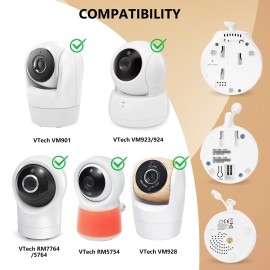 Flexible Clip Mount for VTech VM901/VM924/VM928/VM923, Gooseneck Baby Camera Holder for Crib Without Tools or Wall Damage - White