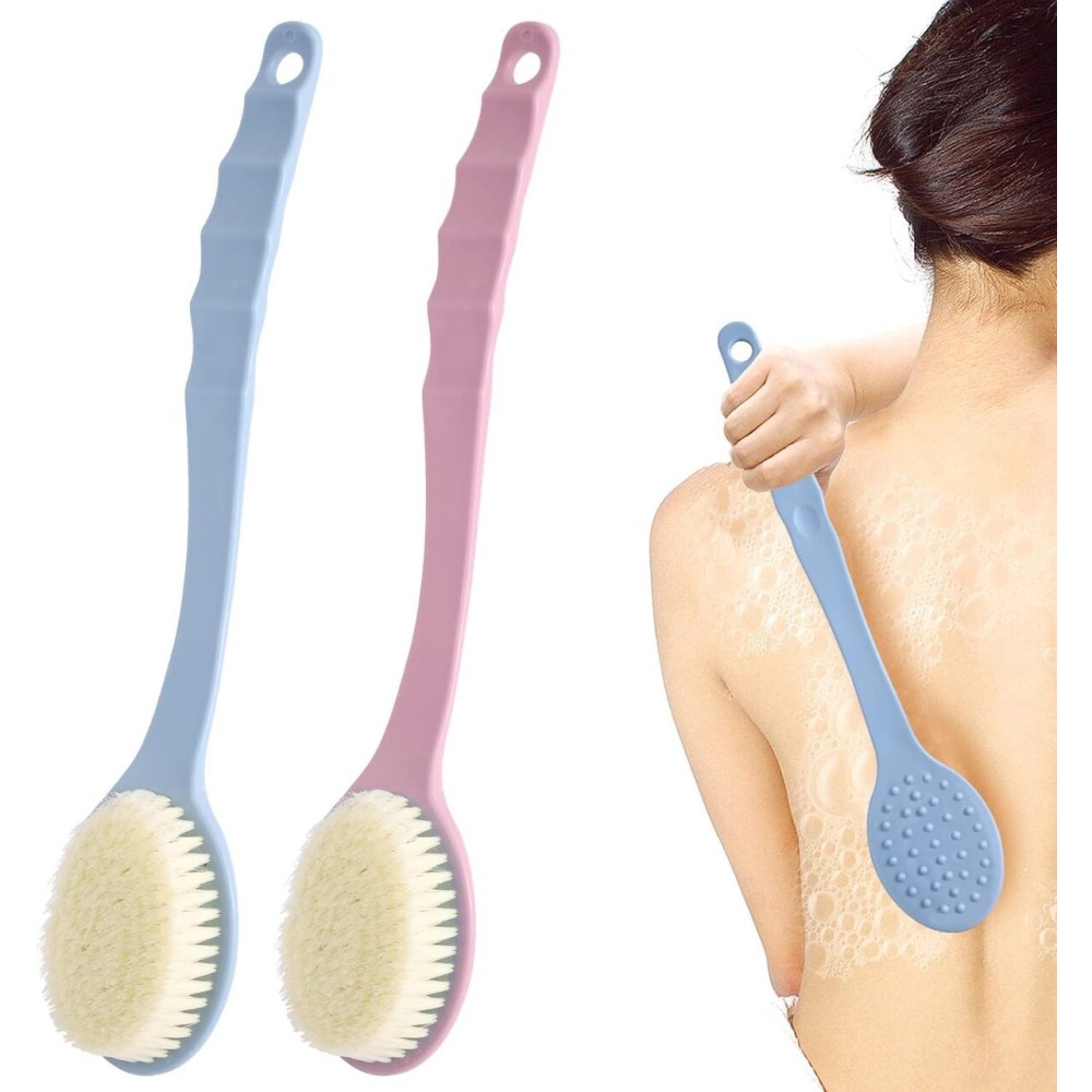 zxbaers Back Brush, 2 Pack Long Handle Bath Body Brush, Back Scrubber for Shower Men & Women Body Exfoliating