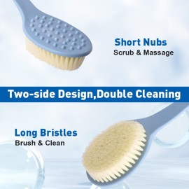 zxbaers Back Brush, 2 Pack Long Handle Bath Body Brush, Back Scrubber for Shower Men & Women Body Exfoliating
