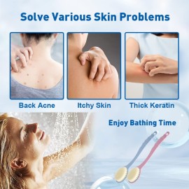 zxbaers Back Brush, 2 Pack Long Handle Bath Body Brush, Back Scrubber for Shower Men & Women Body Exfoliating