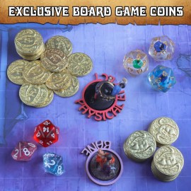 100 Metal Fantasy Coins with PU Fake Leather Pouch, Gold DND Coins for Board Game, Golden Game Tokens Store in The Coins Bag, DND Accessories for from New to Master, Retro Board Game Gifts for DM