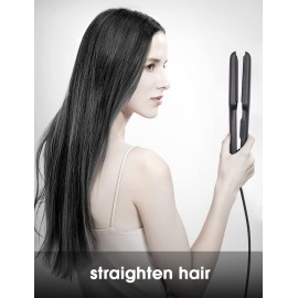 ANGENIL Tourmaline Ceramic Flat Iron Hair Straightener 1.6 inch Wide, Straightening and Curling Iron 2 in 1, Dual Voltage Hair Curler for Womens Smoother &Thick Hair, 30S Fast Heating, LCD Display