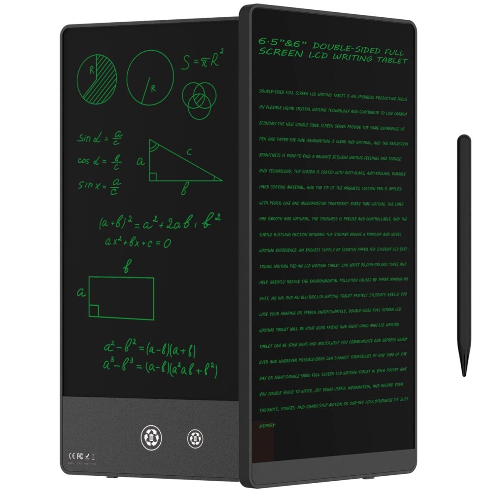 LCD Writing Tablet for Adults-6.5&6 LCD Writing Tablet,Double-Sided Full Screen Electronic Drawing Pad,Mini Portable Digital Notepad for School,Office,Home,Erasable,Reusable