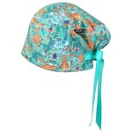 CALOMED Scrub Cap for Women and Men, Euro Style Scrub Caps, Working Hat, Head Cover with Ribbon Ties and Buttons, Long or Short Hair (Jungle Animals)