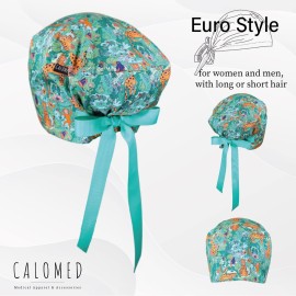 CALOMED Scrub Cap for Women and Men, Euro Style Scrub Caps, Working Hat, Head Cover with Ribbon Ties and Buttons, Long or Short Hair (Jungle Animals) CALOMED Scrub Cap for Women and Men, Euro Style Scrub Caps, Working Hat, Head Cover with Ribbon Ties and Buttons, Long or Short Hair (Jungle Animals)