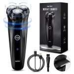3D Rotary Shaver, Electric Razor for Men, Rechargeable with Pop-up Trimmer, 1 Hour Fast Charging, 90-Min Shaving, 3D Floating Head, LCD Power Indicator