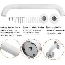 Rackickyer Shower Grab Bar, 2 Pack 12 Inch White Bathroom Grab Bar, 1.25 Diameter 304 Stainless Steel Anti-Slip Grab Bars for Bathtubs and Showers, Handicap Shower Grab Bar for Seniors Elderly Rackickyer Shower Grab Bar, 2 Pack 12 Inch White Bathroom Grab Bar, 1.25 Diameter 304 Stainless Steel Anti-Slip Grab Bars for Bathtubs and Showers, Handicap Shower Grab Bar for Seniors Elderly