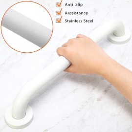 Rackickyer Shower Grab Bar, 2 Pack 12 Inch White Bathroom Grab Bar, 1.25 Diameter 304 Stainless Steel Anti-Slip Grab Bars for Bathtubs and Showers, Handicap Shower Grab Bar for Seniors Elderly Rackickyer Shower Grab Bar, 2 Pack 12 Inch White Bathroom Grab Bar, 1.25 Diameter 304 Stainless Steel Anti-Slip Grab Bars for Bathtubs and Showers, Handicap Shower Grab Bar for Seniors Elderly