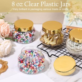 Mumufy Clear Plastic Jars with Lids Round Plastic Containers Empty Travel Containers for Creams Refillable Cosmetic Jars for Lotions Body Scrub Body Butter(36 Pcs,8 oz)