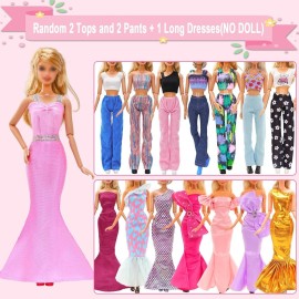 15 Set Doll Clothes Includes 1 Fairy Dress with Wing 1 Long Evening Dress 2 Sequin Dresses 6 Outfits Tops Pants Skirts 6 Fashion Dresses for 11.5 Inch Girl Dolls