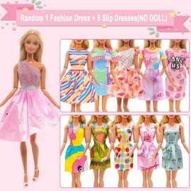 15 Set Doll Clothes Includes 1 Fairy Dress with Wing 1 Long Evening Dress 2 Sequin Dresses 6 Outfits Tops Pants Skirts 6 Fashion Dresses for 11.5 Inch Girl Dolls