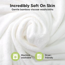 6-Pack Soft Baby Washcloths, Viscose from Bamboo - Kids, Newborn Bath Towels, Infant Shower, Toddler Reusable Face Towel, Gentle on Skin, Face Wash Cloths for Babies, 10x10 (Rosy)