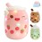 Athoinsu Light Up Strawberry Boba Tea Soft Plush Pillow 10\'\' Kawaii Milky Tea Stuffed Bubble Animal Toy with LED Lights Birthday Christmas Holiday Valentines Gifts for Kids,Girls,Boys