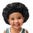 Satin Silk Bonnet Hair Cap: 2pcs Bonnets For Kids with Elastic Tie Band Adjustable Straps for Sleeping Sleep Comfortable - Stretchy Tie Band Hair Bonnets No Slip-Off (Black-RoseGold-K)
