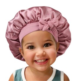 Satin Silk Bonnet Hair Cap: 2pcs Bonnets For Kids with Elastic Tie Band Adjustable Straps for Sleeping Sleep Comfortable - Stretchy Tie Band Hair Bonnets No Slip-Off (Black-RoseGold-K) Satin Silk Bonnet Hair Cap: 2pcs Bonnets For Kids with Elastic Tie Band Adjustable Straps for Sleeping Sleep Comfortable - Stretchy Tie Band Hair Bonnets No Slip-Off (Black-RoseGold-K)