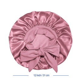 Satin Silk Bonnet Hair Cap: 2pcs Bonnets For Kids with Elastic Tie Band Adjustable Straps for Sleeping Sleep Comfortable - Stretchy Tie Band Hair Bonnets No Slip-Off (Black-RoseGold-K) Satin Silk Bonnet Hair Cap: 2pcs Bonnets For Kids with Elastic Tie Band Adjustable Straps for Sleeping Sleep Comfortable - Stretchy Tie Band Hair Bonnets No Slip-Off (Black-RoseGold-K)