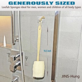 Natural Loofah Exfoliating Bath Brush - Body luffa loofa Sponge On a Stick - Sponge Scrubber with Long Wooden Handle Back Brush for Men & Women - Bath Spa Shower 1 Pack