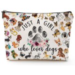 Byqone Dog Patterned Travel Cosmetic Bag - Multicolor, Waterproof Linen, Zipper Closure - Perfect for Women\'s Travel & Daily Use