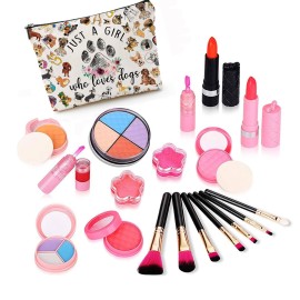 Byqone Dog Patterned Travel Cosmetic Bag - Multicolor, Waterproof Linen, Zipper Closure - Perfect for Women\'s Travel & Daily Use