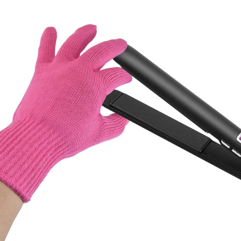 FOHOLA 1 Pc Professional Heat Resistant Gloves for Hair Styling, Heat Proof Gloves, Heat Protection Gloves for Curling Wand (Pink) (1, M)