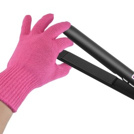 FOHOLA 1 Pc Professional Heat Resistant Gloves for Hair Styling, Heat Proof Gloves, Heat Protection Gloves for Curling Wand (Pink) (1, M)