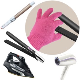 FOHOLA 1 Pc Professional Heat Resistant Gloves for Hair Styling, Heat Proof Gloves, Heat Protection Gloves for Curling Wand (Pink) (1, M)