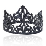 YADIRF Alloy King Queen Royal Full Round Crown Wedding Tiara Headbands Princess Crowns For Pageant Party Hair Accessories (Black)