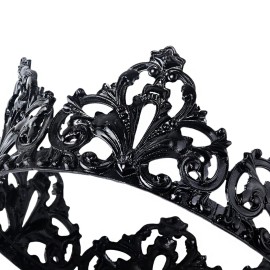 YADIRF Alloy King Queen Royal Full Round Crown Wedding Tiara Headbands Princess Crowns For Pageant Party Hair Accessories (Black)