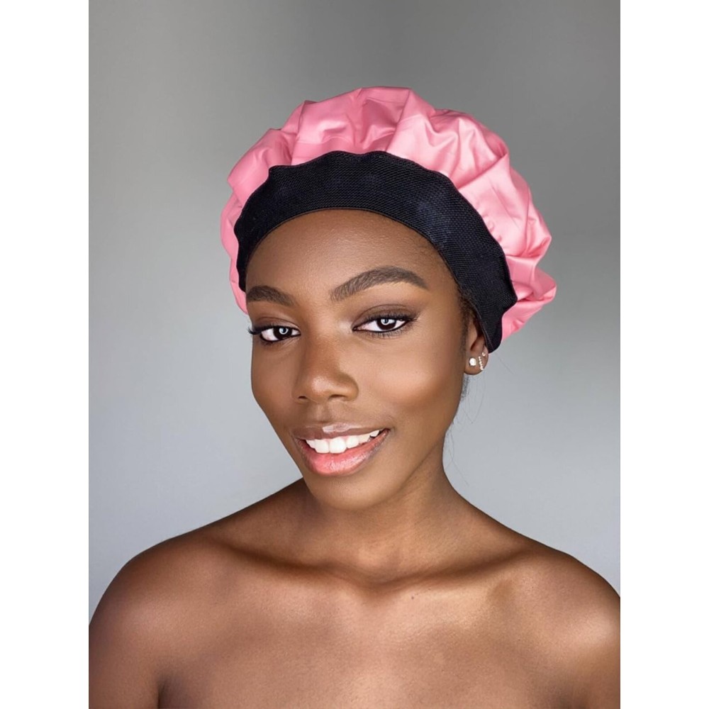 Cordless Deep Conditioning Heat Cap - Afro Steam Cap for Natural Hair Treatment - Microwave Thermal Gel Oil Cap, Pink