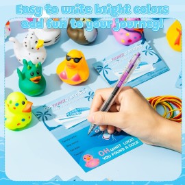 H1vojoxo 60PCS Cruise Duck Tags Kits Multi-Colored Rubber Ducks for Cruise Ships Cruise Ducks for Hiding with Tags Carnival Cruise Line Gold Sailing Card Cruising Ducks Passport Card Rubber Bands