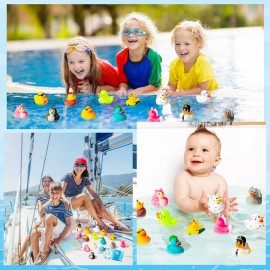 H1vojoxo 60PCS Cruise Duck Tags Kits Multi-Colored Rubber Ducks for Cruise Ships Cruise Ducks for Hiding with Tags Carnival Cruise Line Gold Sailing Card Cruising Ducks Passport Card Rubber Bands