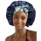 Satin Bonnet for Women Silk Hair Bonnet for Sleeping Cap with Band Double Layer Night Cap for Curly Hair Wrap (Navy(Leopard Band))