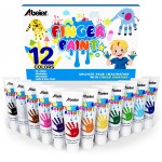 ABEIER Washable Finger Paint for Toddlers, Safe Non-Toxic, 12 Vibrant Colors (1.21fl oz), Baby Safe Paint for Hand and Feet, Mess Free Art Supplies for Kids, Preschool Learning Gifts, Ages 1-3 4 5 6+