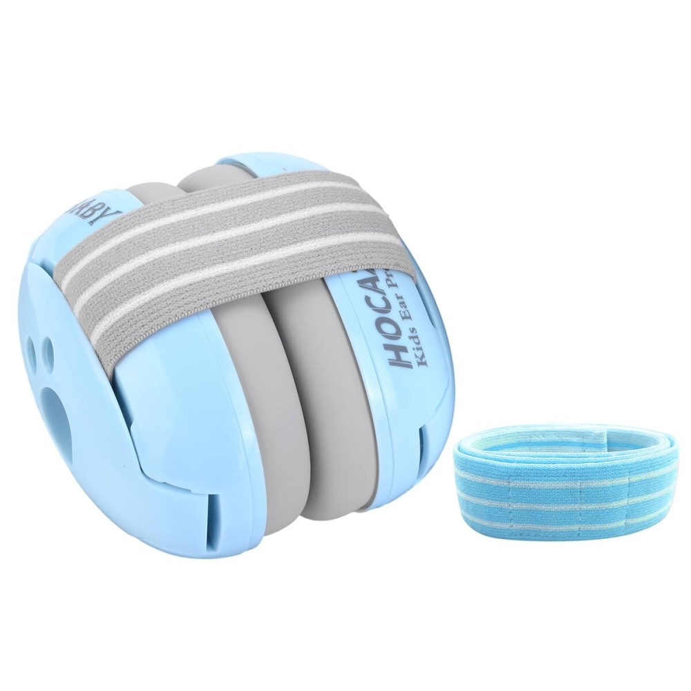 Hocazor HZ001 Baby Hearing Protection - CE & CPC Certified for Babies up to 36 Months - with Replacement Headband Baby Earmuffs Ear Protection for Airplane, Firework Show - Pale Blue