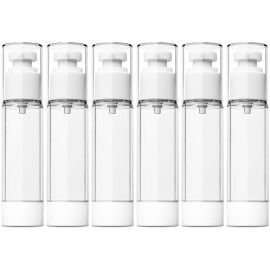 TUZAZO 6 Pack 1.7 OZ/50 ML Airless Pump Bottles, Clear Plastic Travel Size Pump Bottles, Refillable Vacuum Cosmetic Containers Lotion Dispenser for Foundation, Cream, Shampoo TUZAZO 6 Pack 1.7 OZ/50 ML Airless Pump Bottles, Clear Plastic Travel Size Pump Bottles, Refillable Vacuum Cosmetic Containers Lotion Dispenser for Foundation, Cream, Shampoo